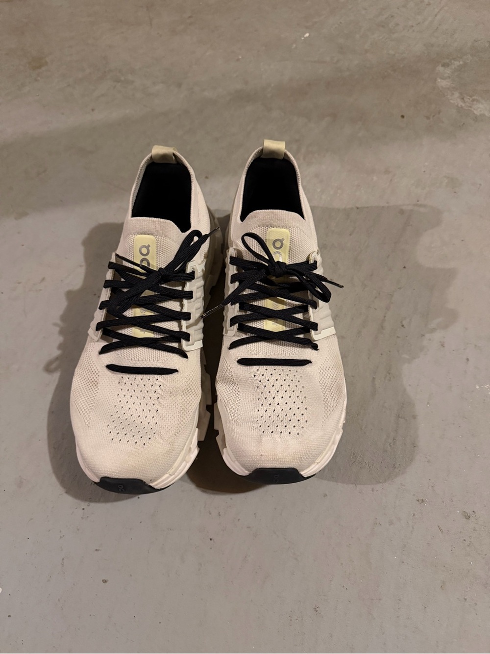 On Running Men’s Cloudsurfer Knit Sneakers - Cream with Black Laces